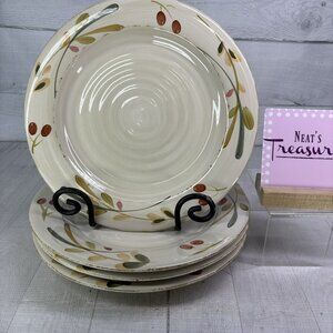 Home Target HMQ 73 Red Berries Green Tan Leaves Stoneware Dinner Plates Set of 4